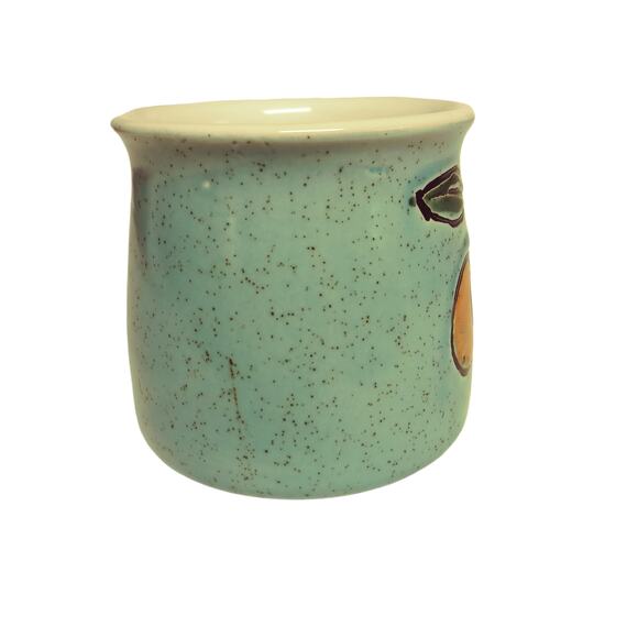 🍊 🍋Vintage Fruit Mug ☕ Hand Painted Ceramic Stoneware Rustic Cup🍐🍋🟩 - Picture 3 of 9